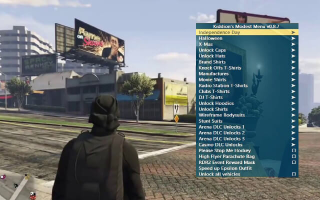 Kiddions Modest Menu overlay in Grand Theft Auto V